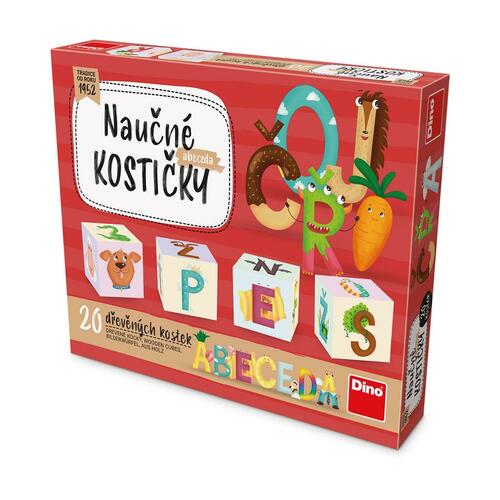 Dino Naučné kostičky Abeceda – dřevěné kostky – 20 kostek