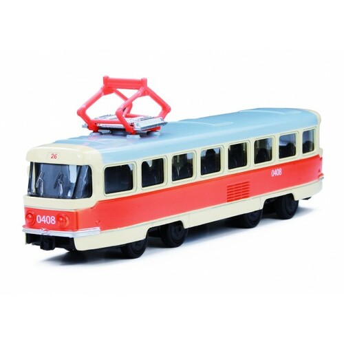 Tramvaj Tatra T3 česká kovová retro na zpětný chod (16 cm)